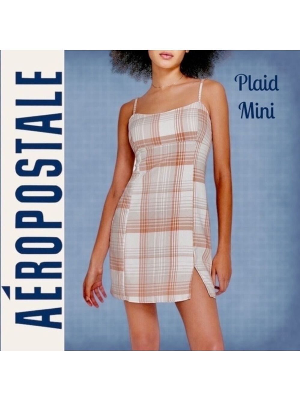 AÉROPOSTALE Plaid Scoop-Neck Stretch Woven/Fitted Mini Dress NWT/XXL (Jrs)